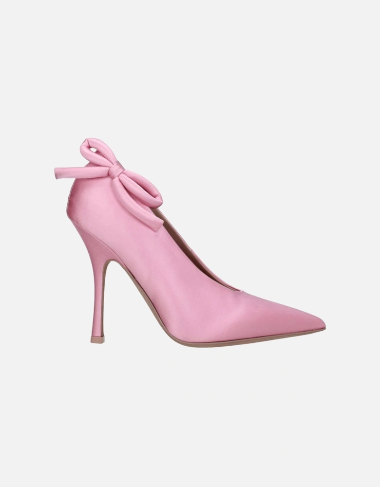 Pointy Toe Satin High Heel Pumps Women - Pink Brooches