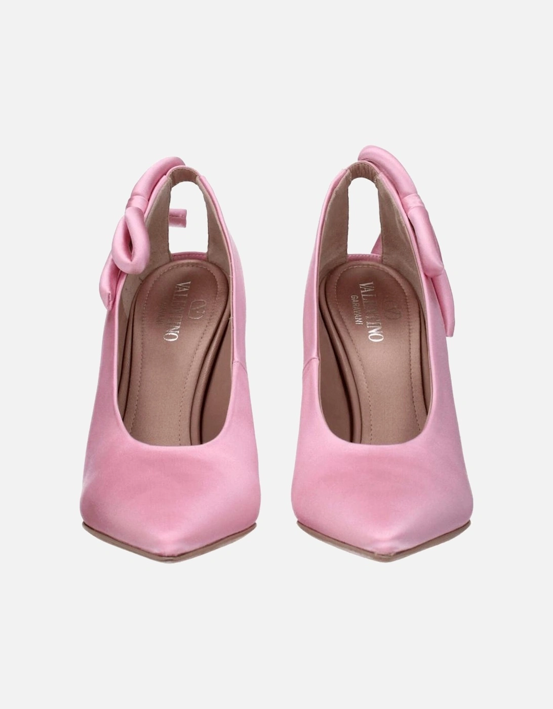 Pointy Toe Satin High Heel Pumps Women - Pink Brooches