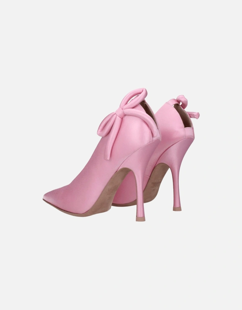 Pointy Toe Satin High Heel Pumps Women - Pink Brooches