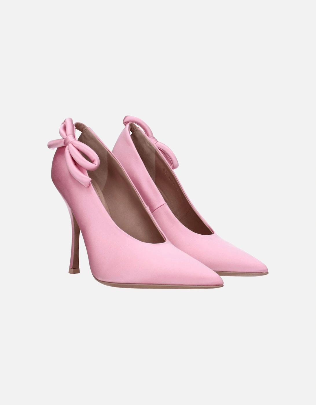 Pointy Toe Satin High Heel Pumps Women - Pink Brooches