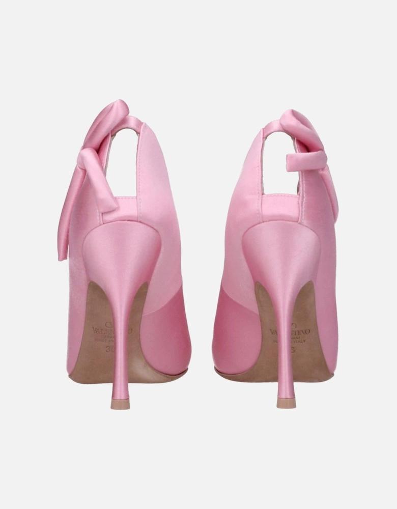 Pointy Toe Satin High Heel Pumps Women - Pink Brooches