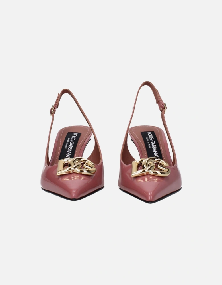 Patent Leather Pointy Toe Mid Heel Sandals Women - Pink