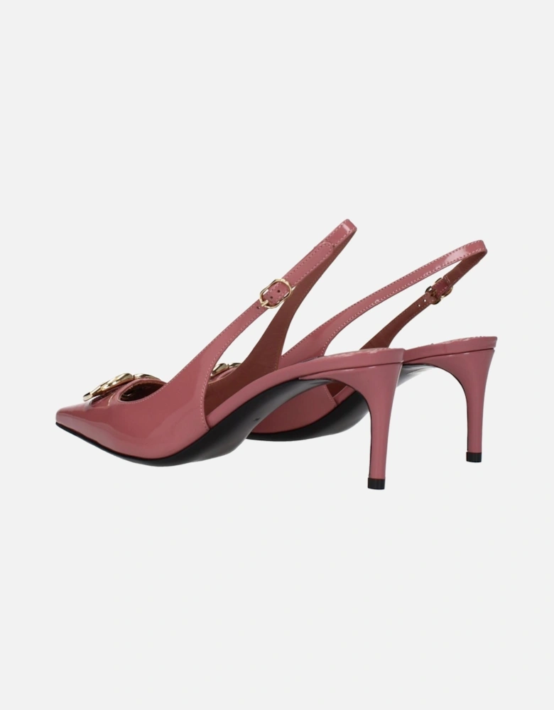 Patent Leather Pointy Toe Mid Heel Sandals Women - Pink