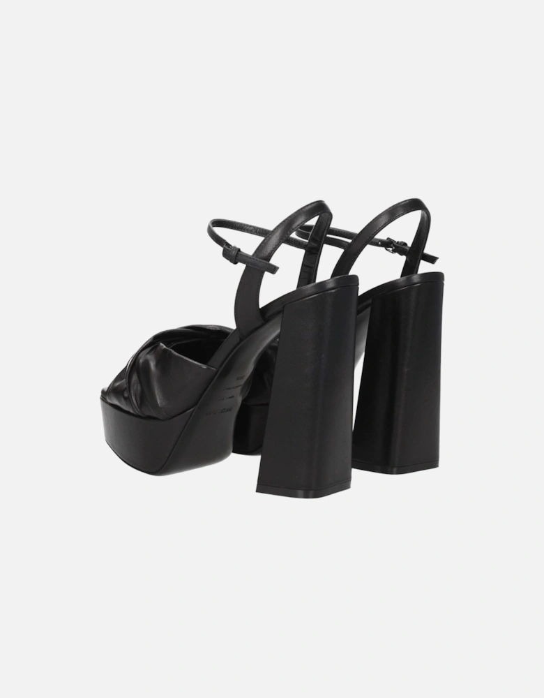 High Heel Open Toe Leather Sandals Women - Black