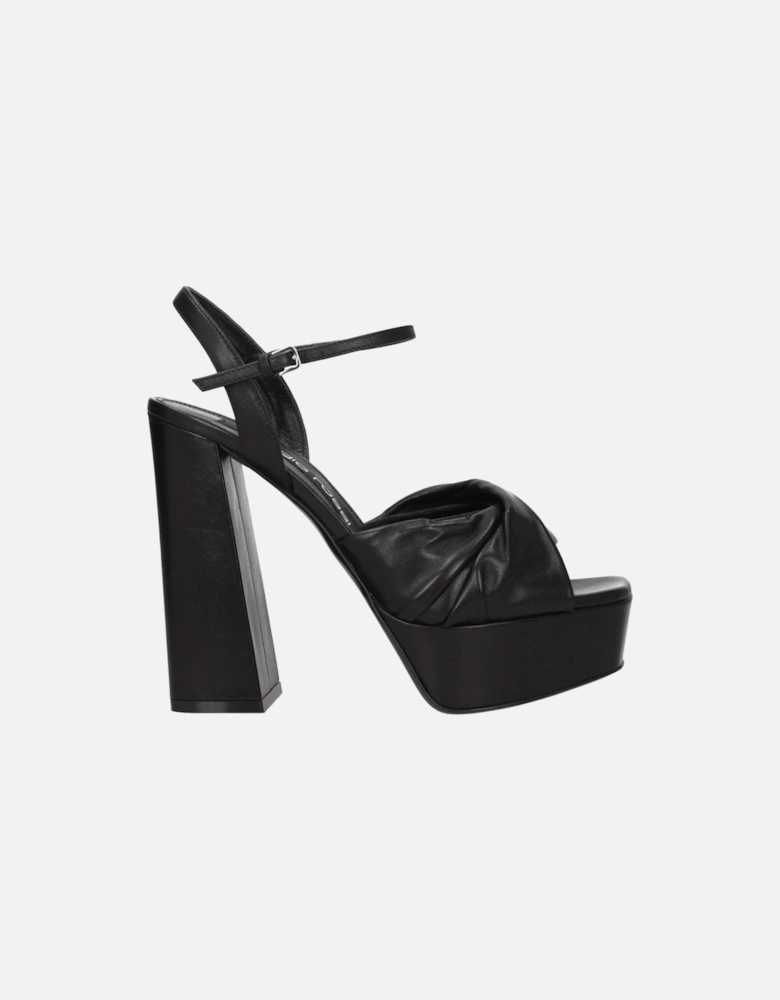 High Heel Open Toe Leather Sandals Women - Black
