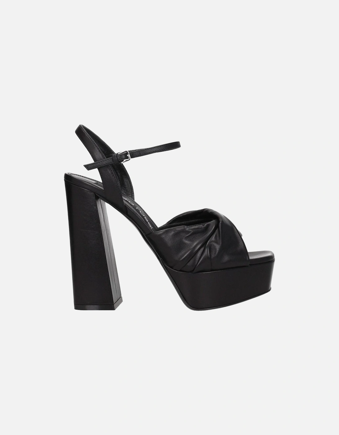 High Heel Open Toe Leather Sandals Women - Black, 6 of 5