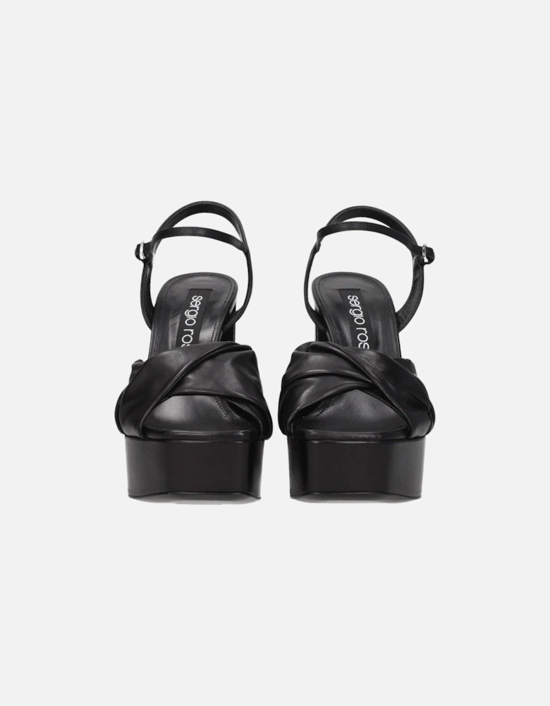 High Heel Open Toe Leather Sandals Women - Black