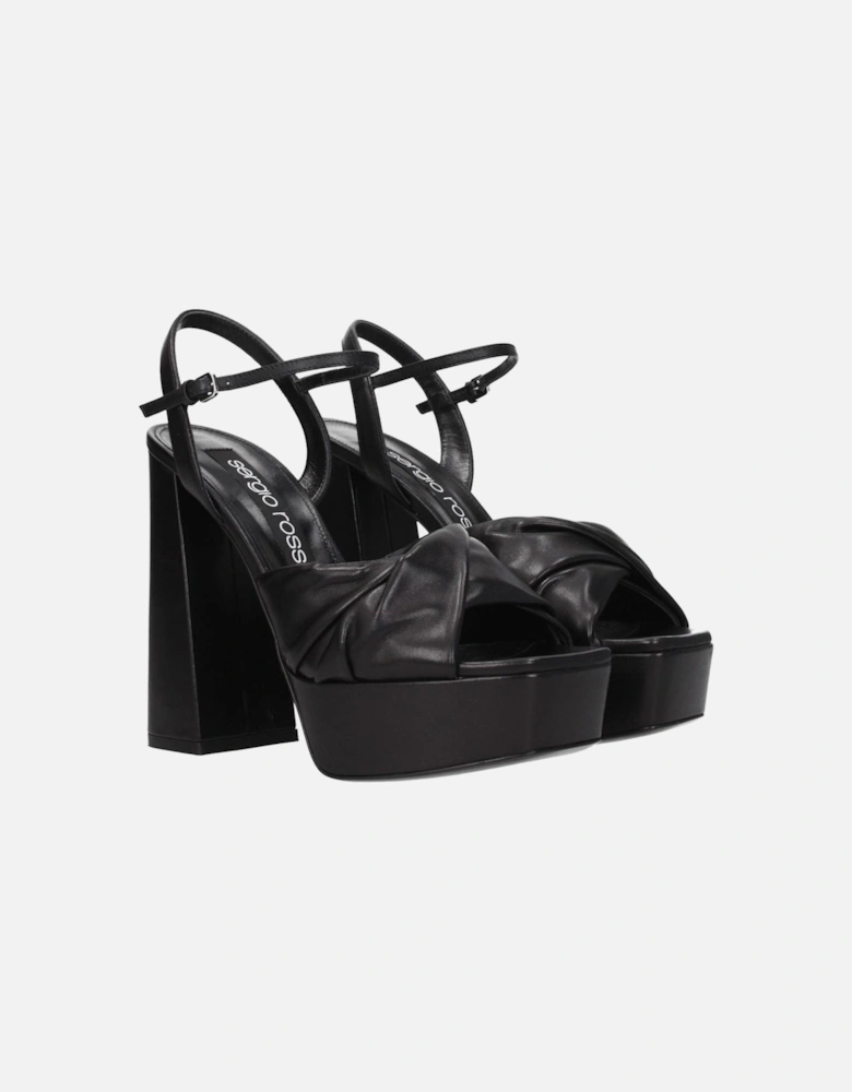 High Heel Open Toe Leather Sandals Women - Black