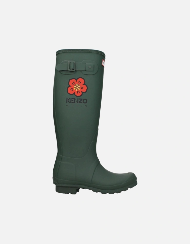 Side Detail Rubber Boots with Front and Side Logos Women - Green