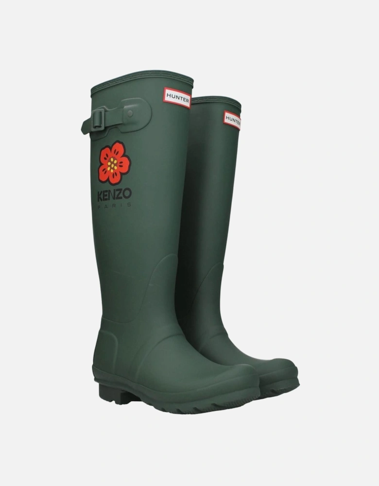 Side Detail Rubber Boots with Front and Side Logos Women - Green