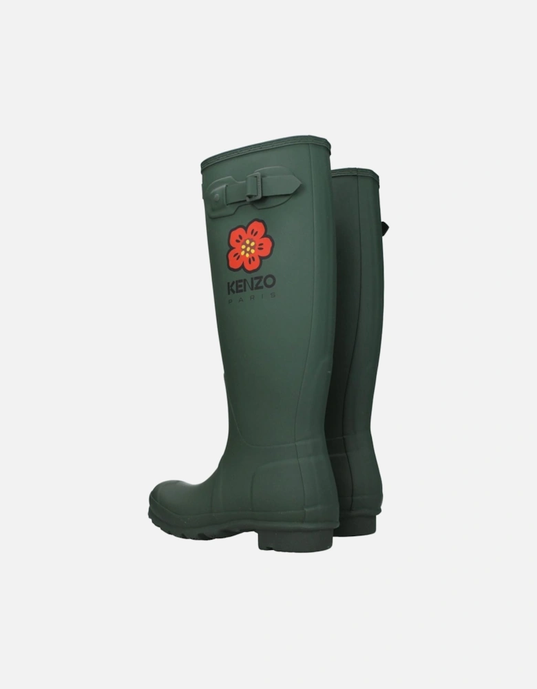 Side Detail Rubber Boots with Front and Side Logos Women - Green
