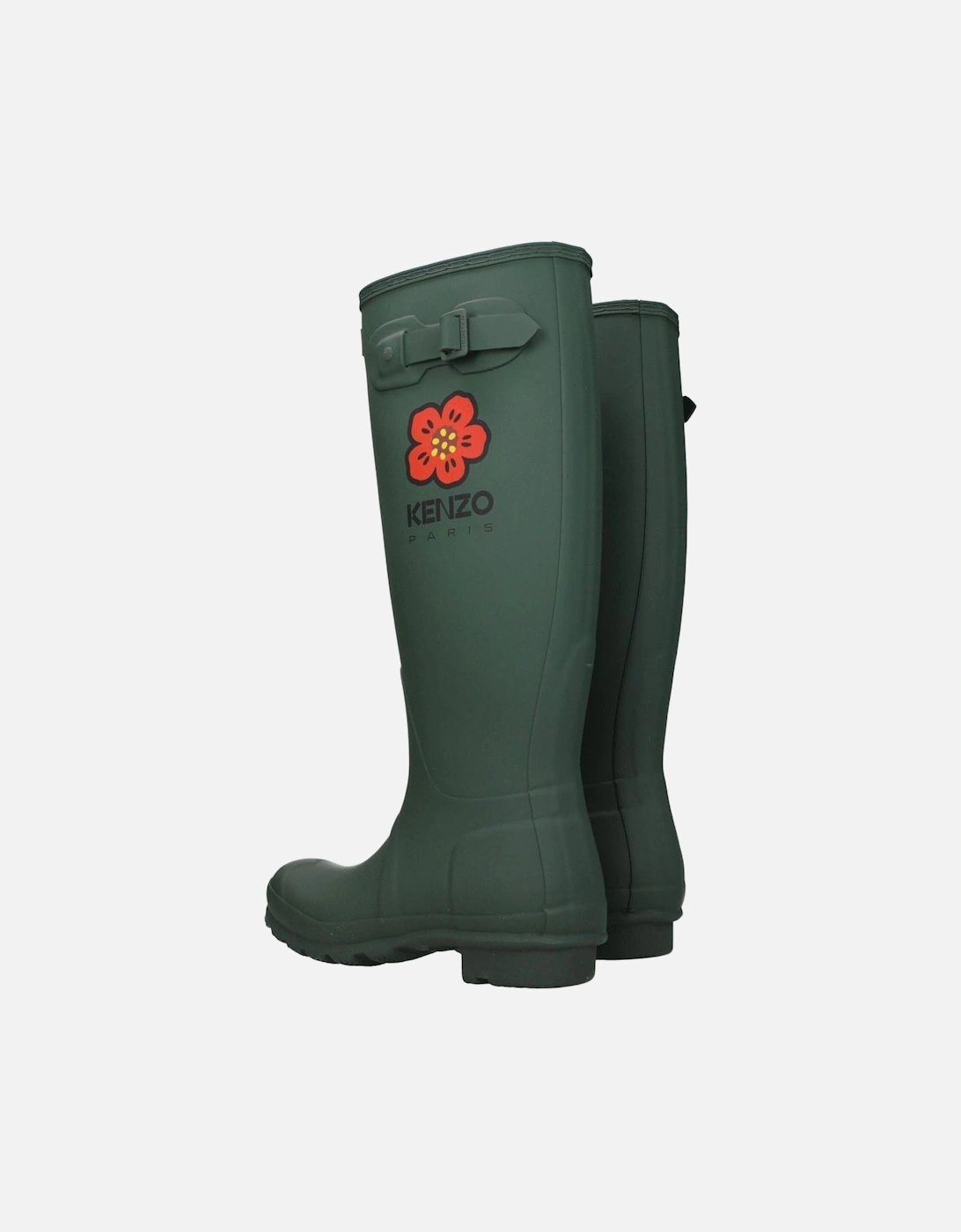 Side Detail Rubber Boots with Front and Side Logos Women - Green