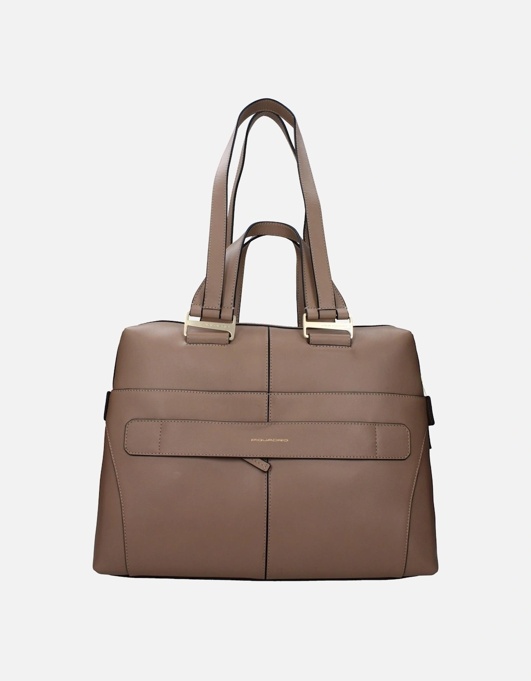 Leather Casual Work Bag with Zip Closure Women - Gray