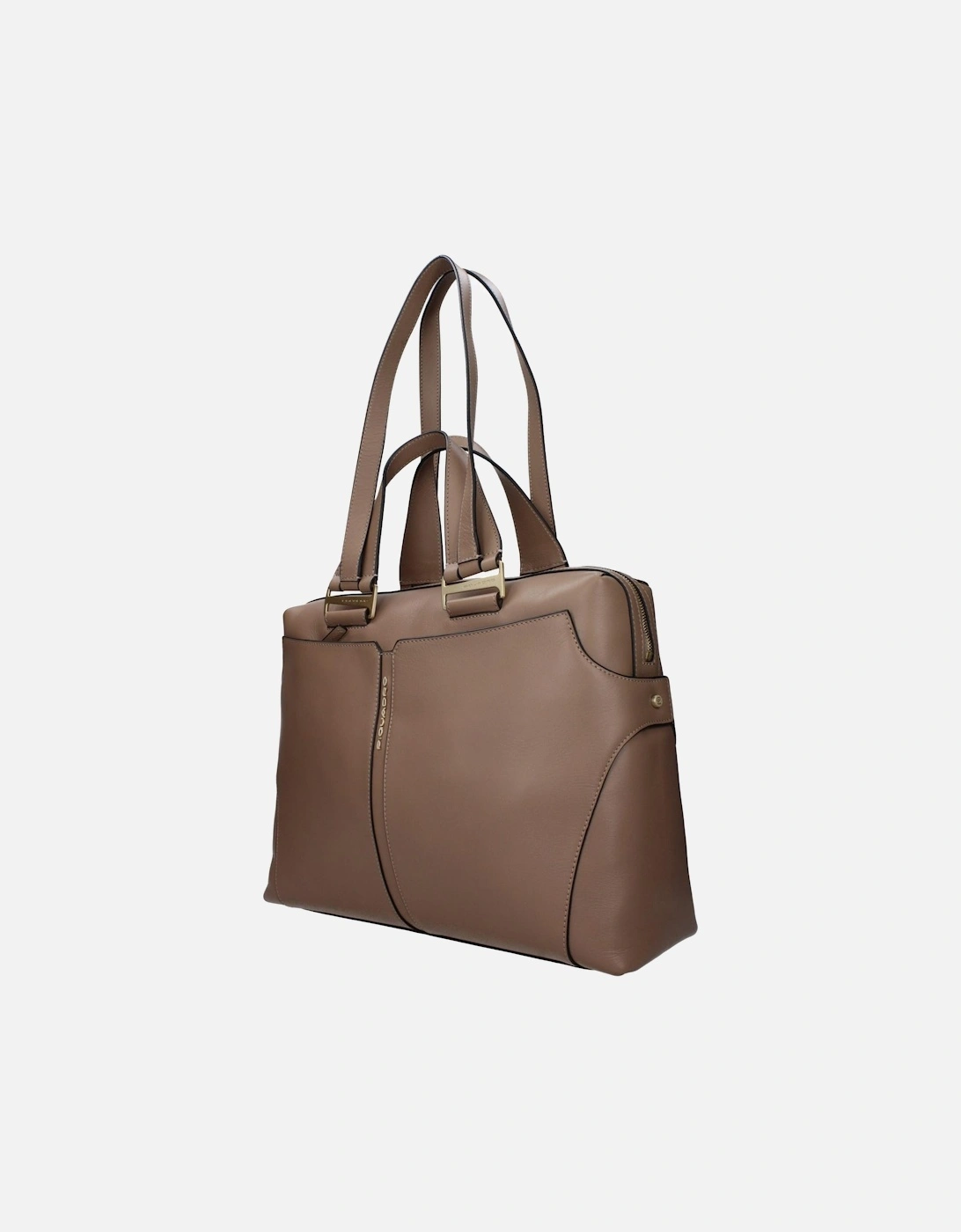 Leather Casual Work Bag with Zip Closure Women - Gray