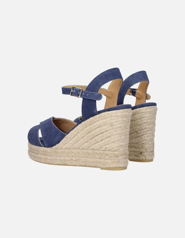 Open Toe Buckle Closure Wedges Women - Blue Sandals