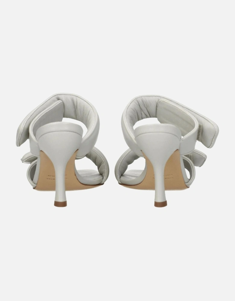 High Heel Leather Strap Sandals with Open Toe Women - Gray