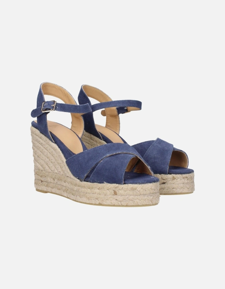 Open Toe Buckle Closure Wedges Women - Blue Sandals