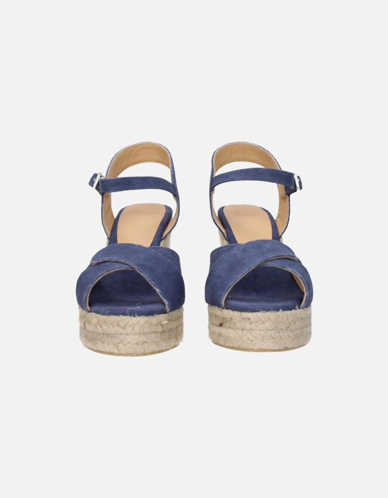 Open Toe Buckle Closure Wedges Women - Blue Sandals