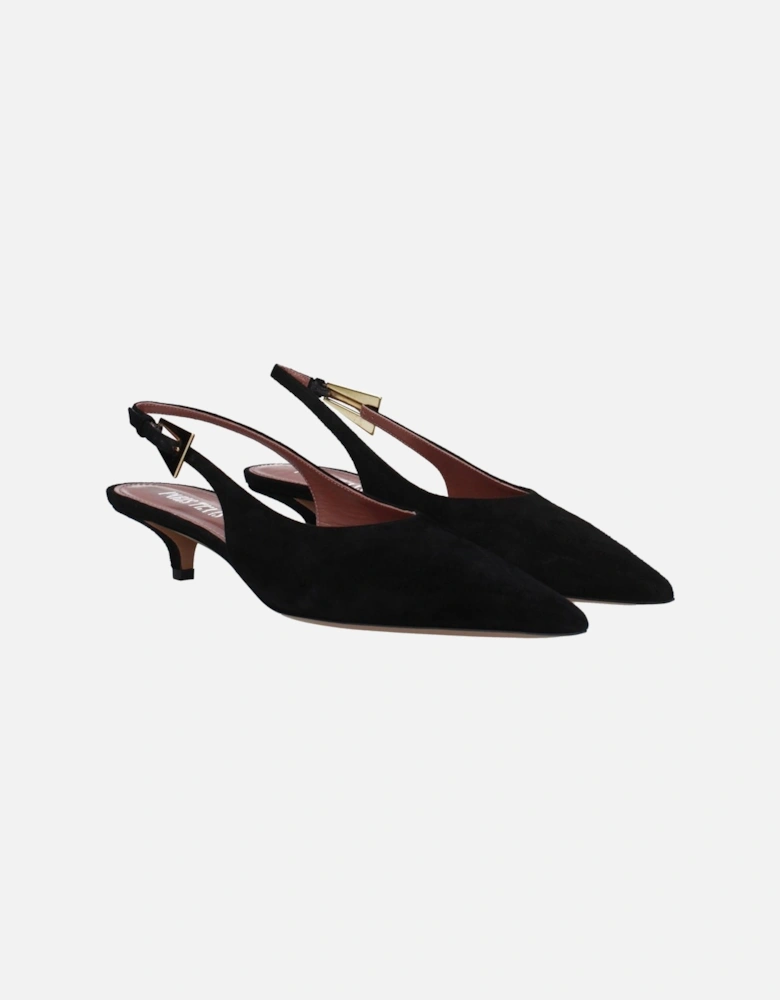 Suede Pointy Toe Mid Heel Sandals Women - Black