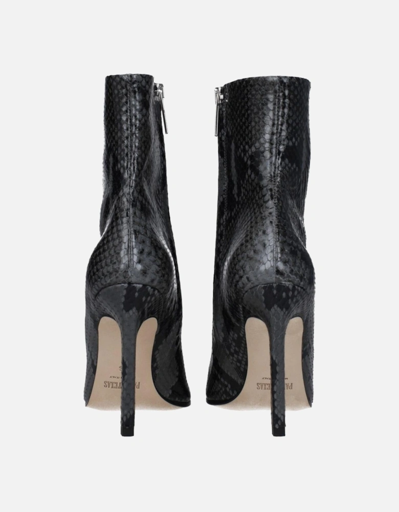 Vintage Effect High Heel Leather Ankle Boots Women - Gray