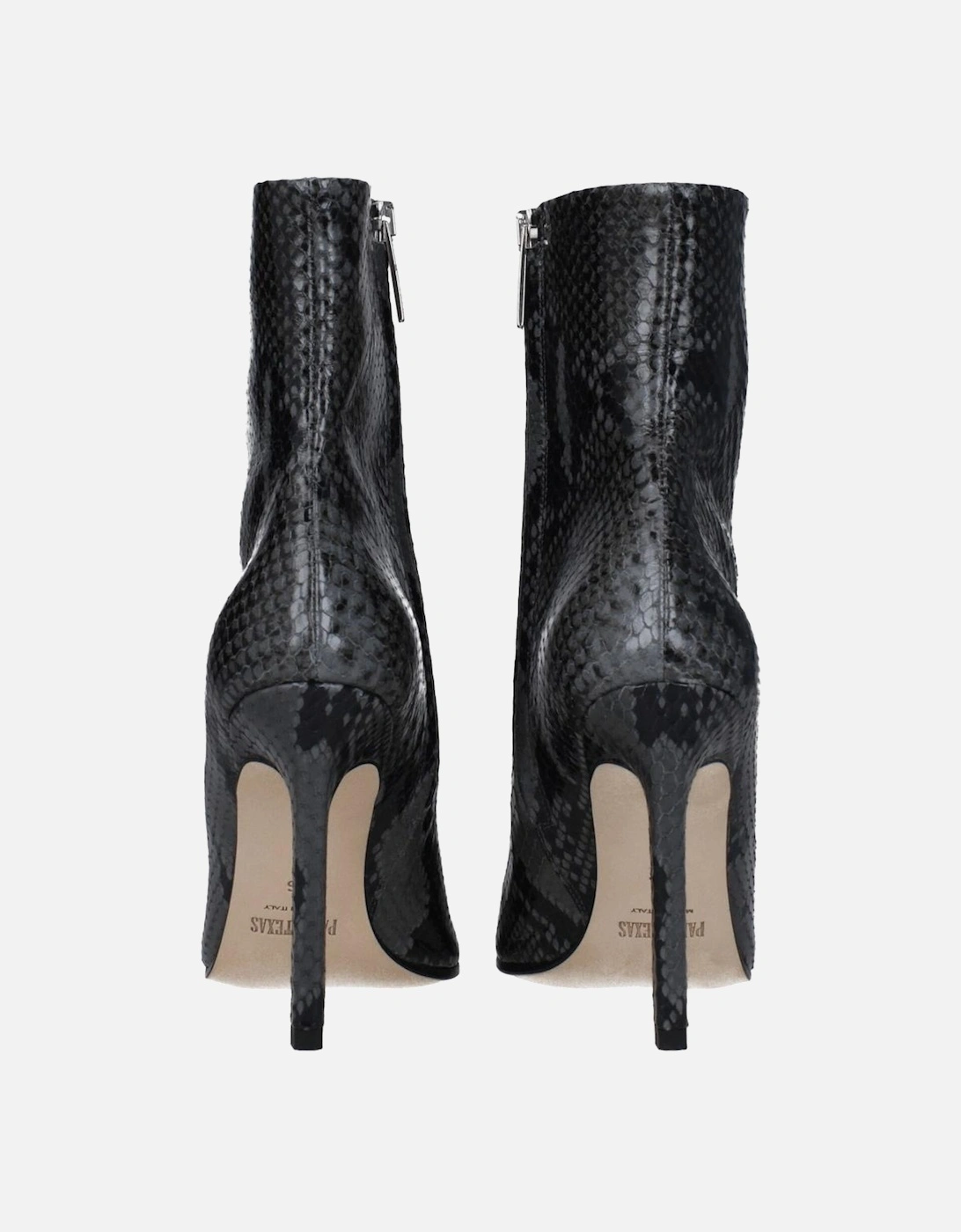 Vintage Effect High Heel Leather Ankle Boots Women - Gray