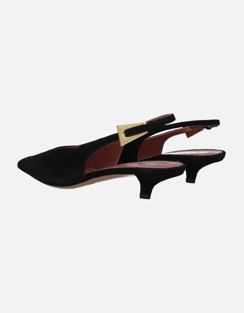 Suede Pointy Toe Mid Heel Sandals Women - Black