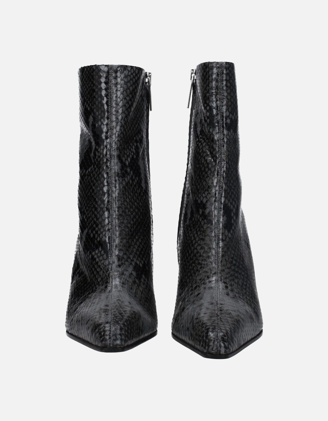 Vintage Effect High Heel Leather Ankle Boots Women - Gray