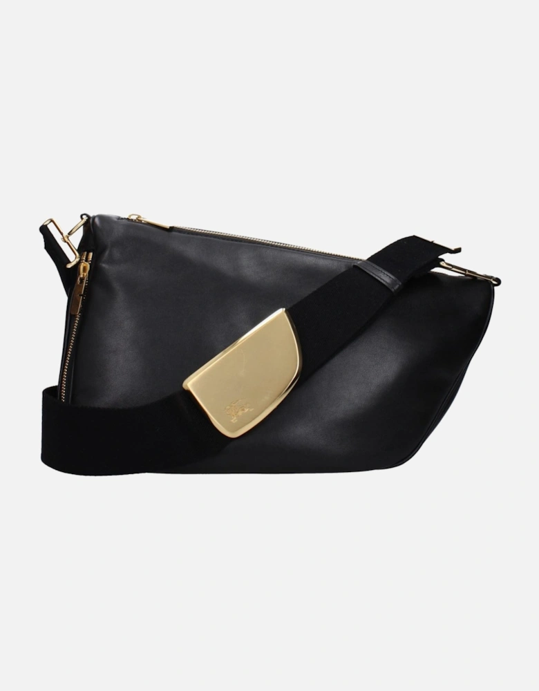 Adjustable Leather Crossbody Bag with Logo and Zip Closure Women -