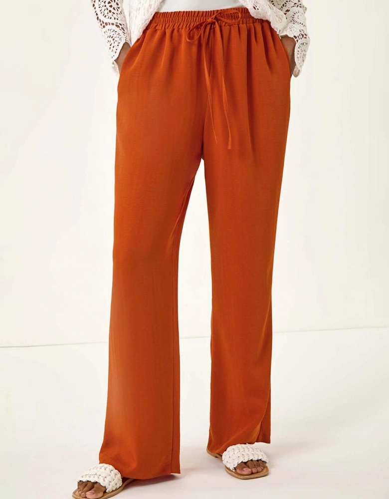 Elastic Waist Wide Leg Pocket Trouser - Orange