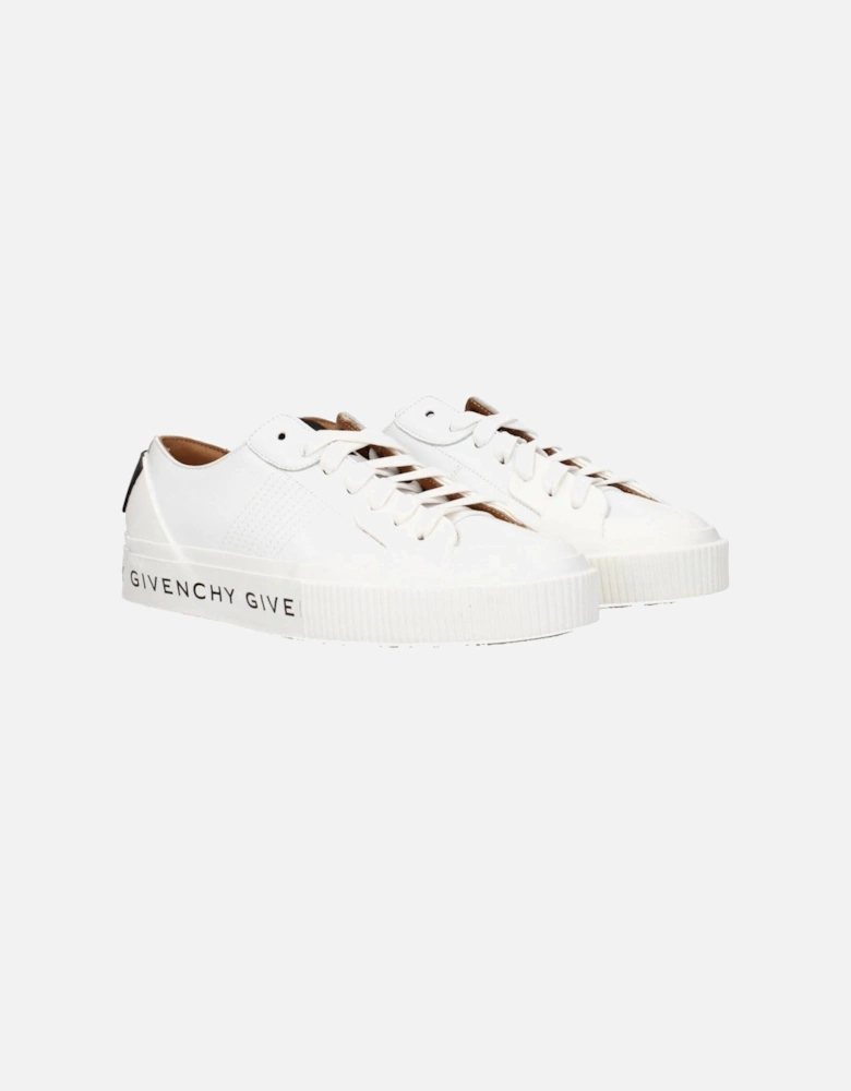 Leather Sneakers with Logo and Lace-Up Closure Women - White