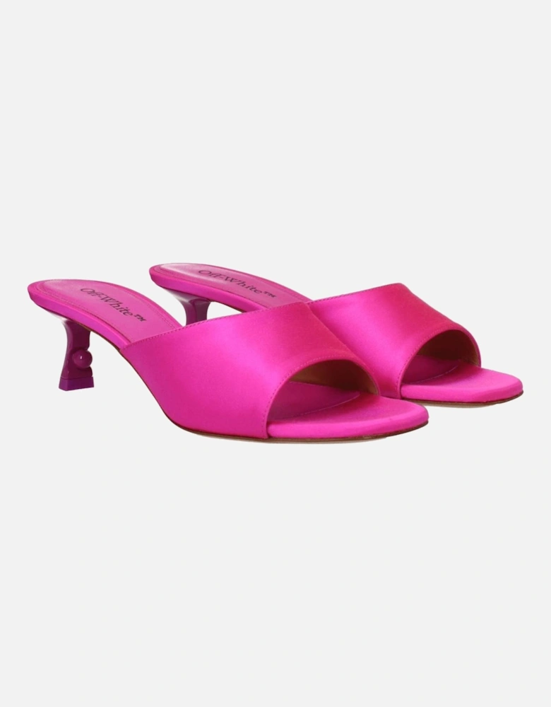 Satin Open Toe Mid Heel Sandals Women - Pink