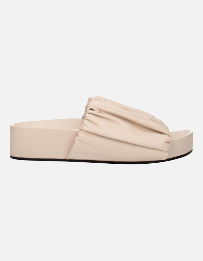 Mid Heel Leather Open Toe Slippers Women - Pink Sandals
