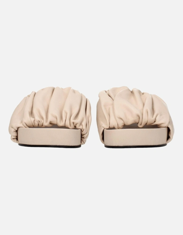 Mid Heel Leather Open Toe Slippers Women - Pink Sandals