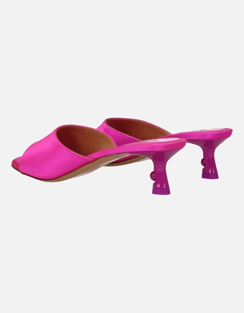 Satin Open Toe Mid Heel Sandals Women - Pink