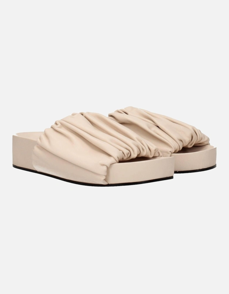 Mid Heel Leather Open Toe Slippers Women - Pink Sandals