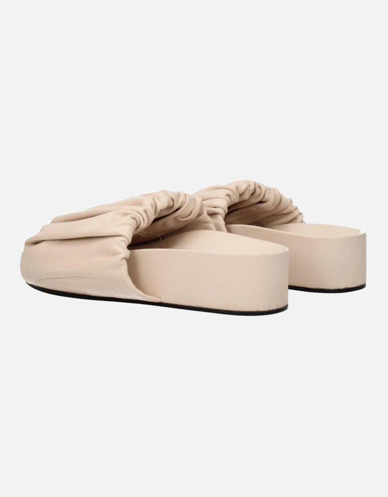 Mid Heel Leather Open Toe Slippers Women - Pink Sandals