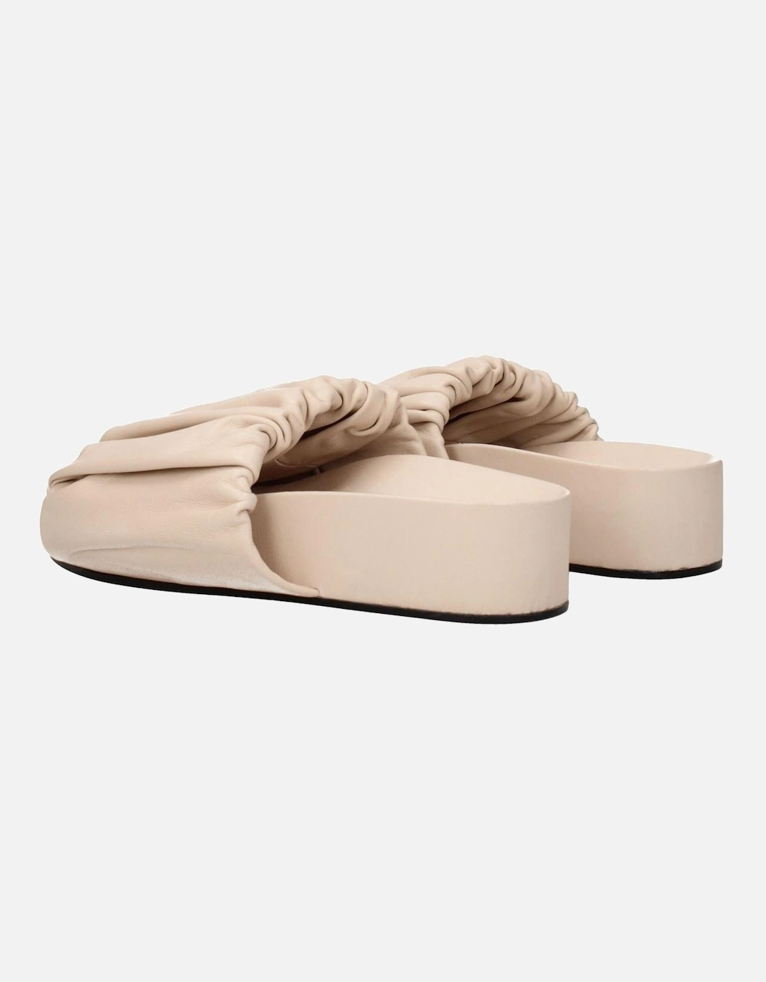 Mid Heel Leather Open Toe Slippers Women - Pink Sandals