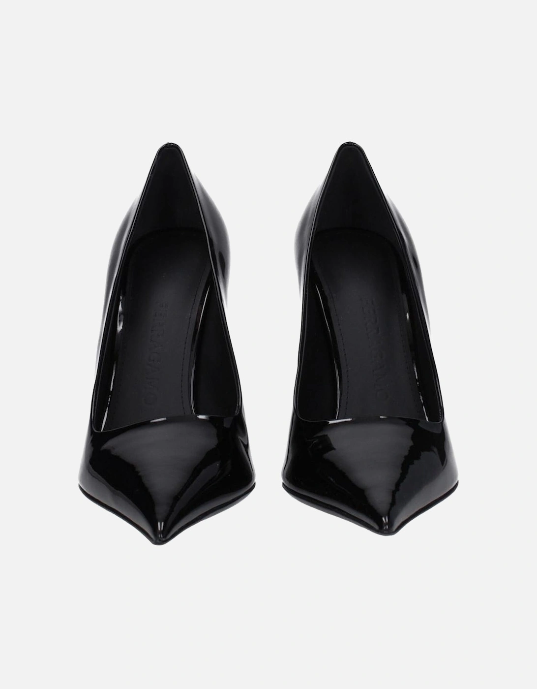 Patent Leather Pointy Toe High Heel Pumps Women - Black Brooches