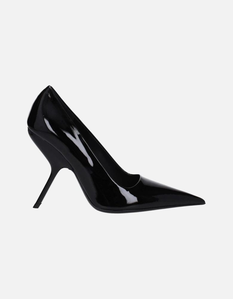 Patent Leather Pointy Toe High Heel Pumps Women - Black Brooches