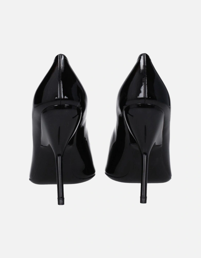 Patent Leather Pointy Toe High Heel Pumps Women - Black Brooches