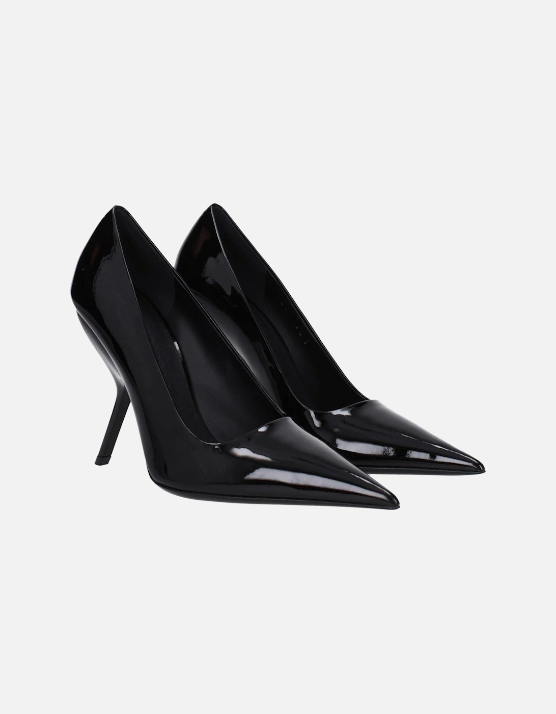 Patent Leather Pointy Toe High Heel Pumps Women - Black Brooches