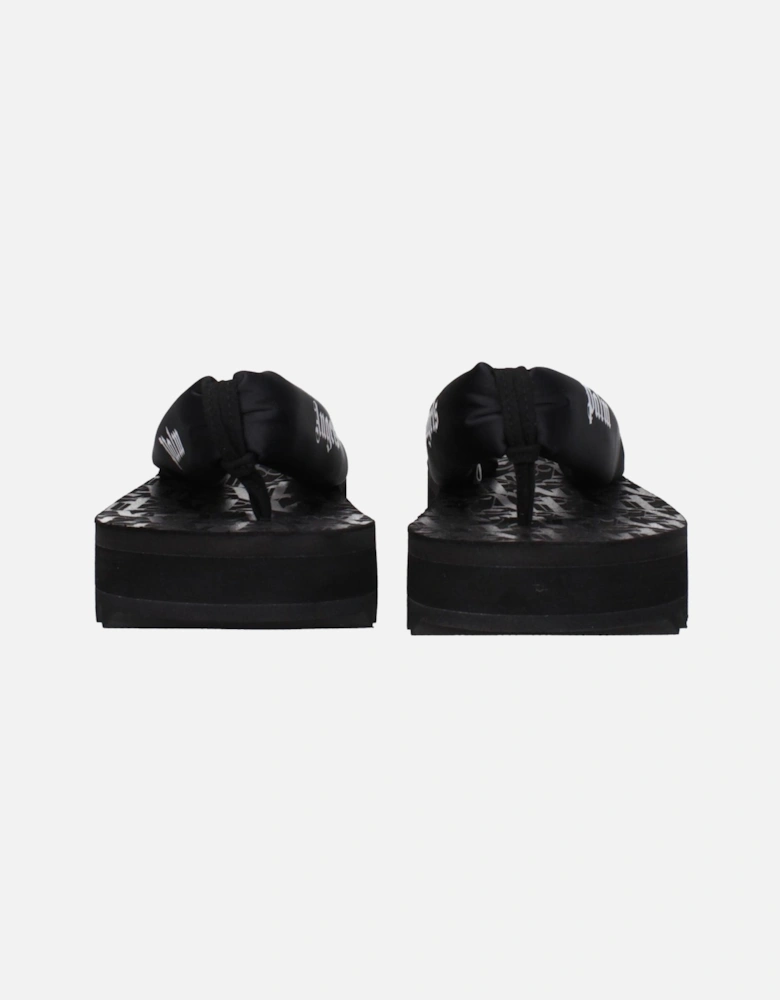 Flip Flops with Side Logo and Mid Heels Women - Black Sandals