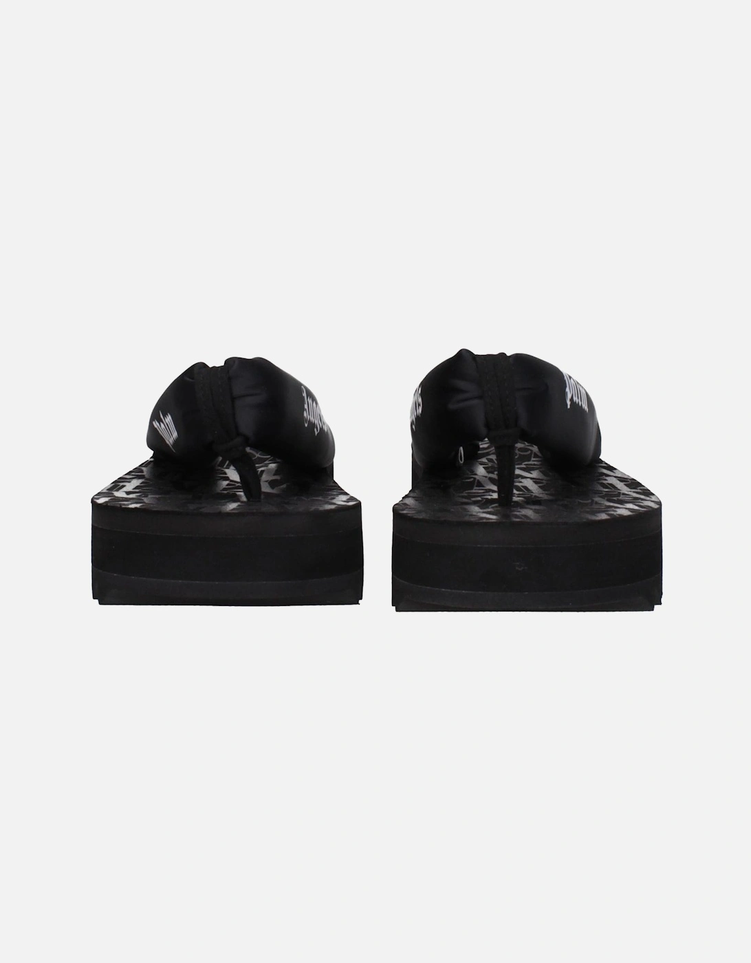 Flip Flops with Side Logo and Mid Heels Women - Black Sandals