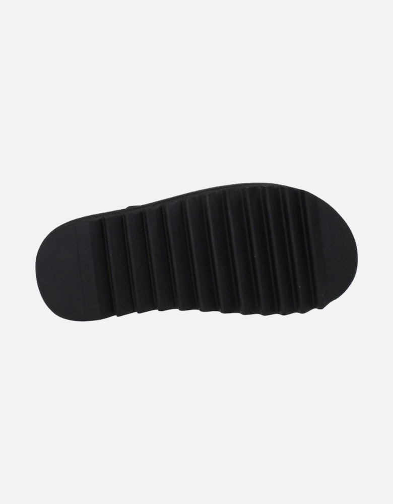 Flip Flops with Side Logo and Mid Heels Women - Black Sandals