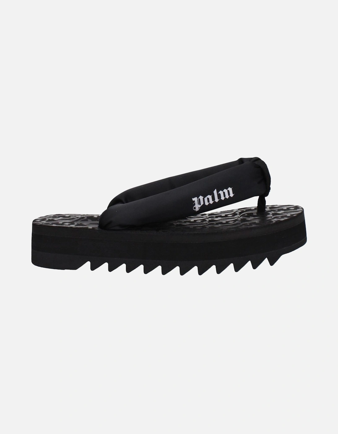 Flip Flops with Side Logo and Mid Heels Women - Black Sandals, 6 of 5