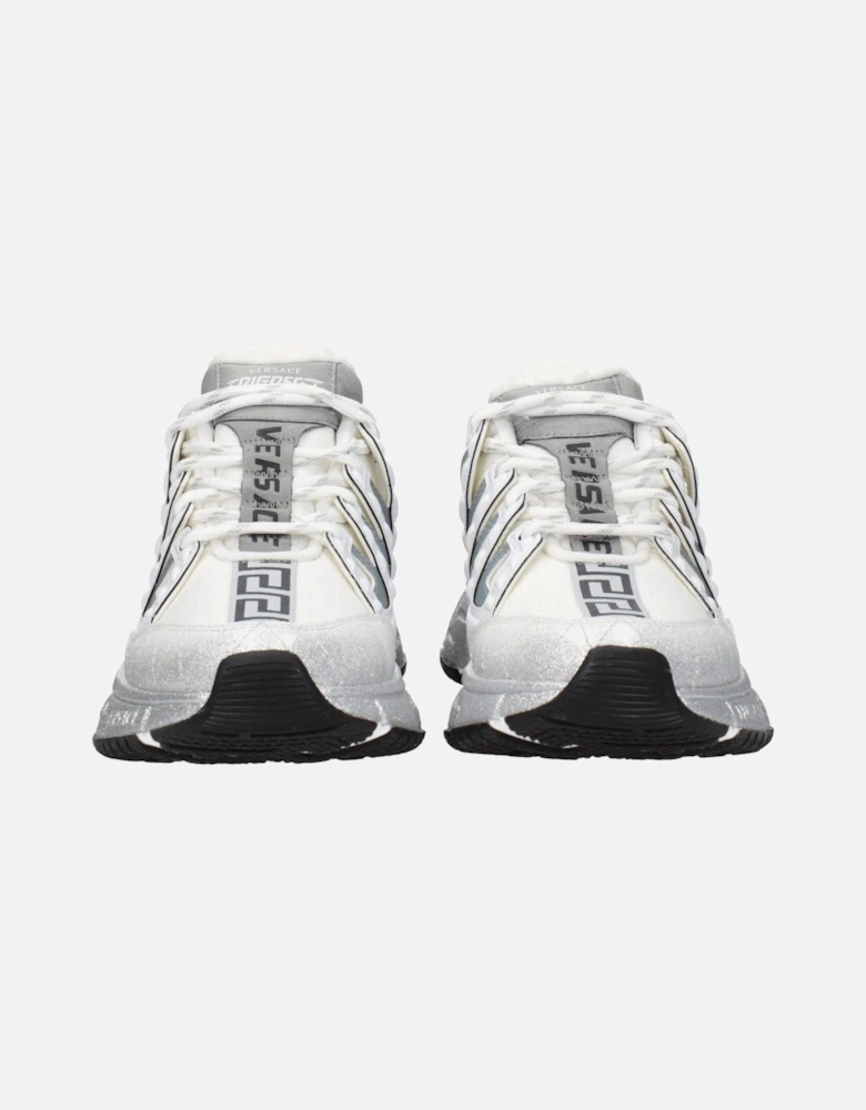 Leather Sneakers with Logos and Mid Heels Women - White