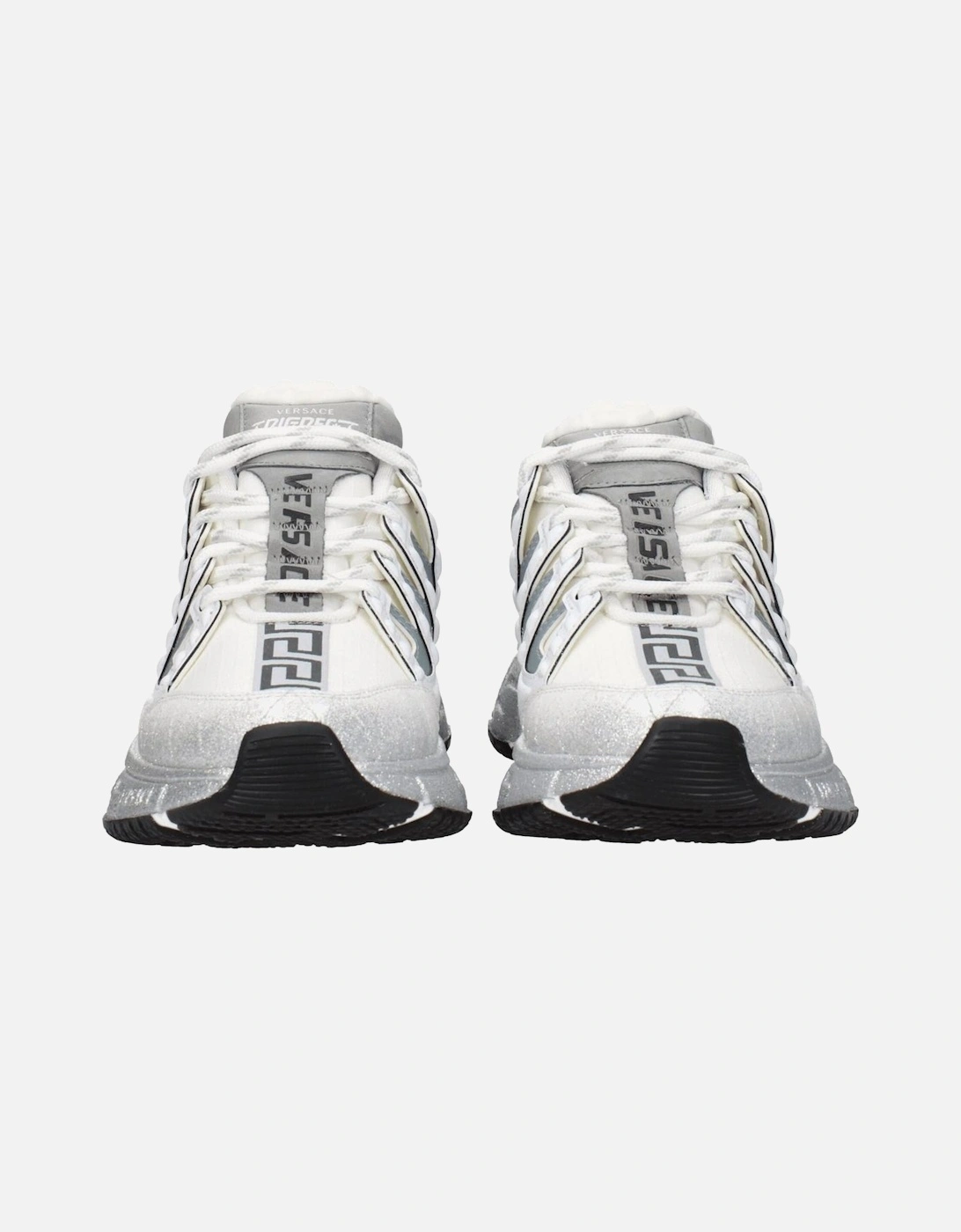 Leather Sneakers with Logos and Mid Heels Women - White