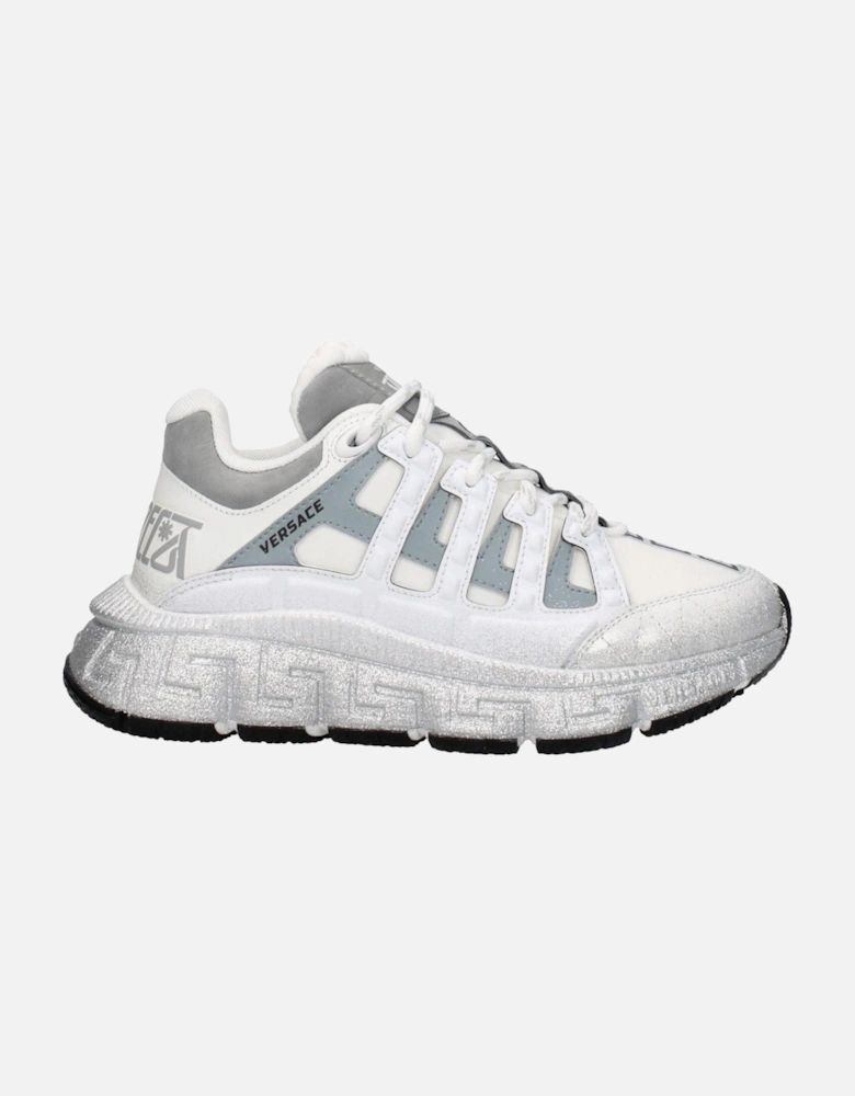 Leather Sneakers with Logos and Mid Heels Women - White