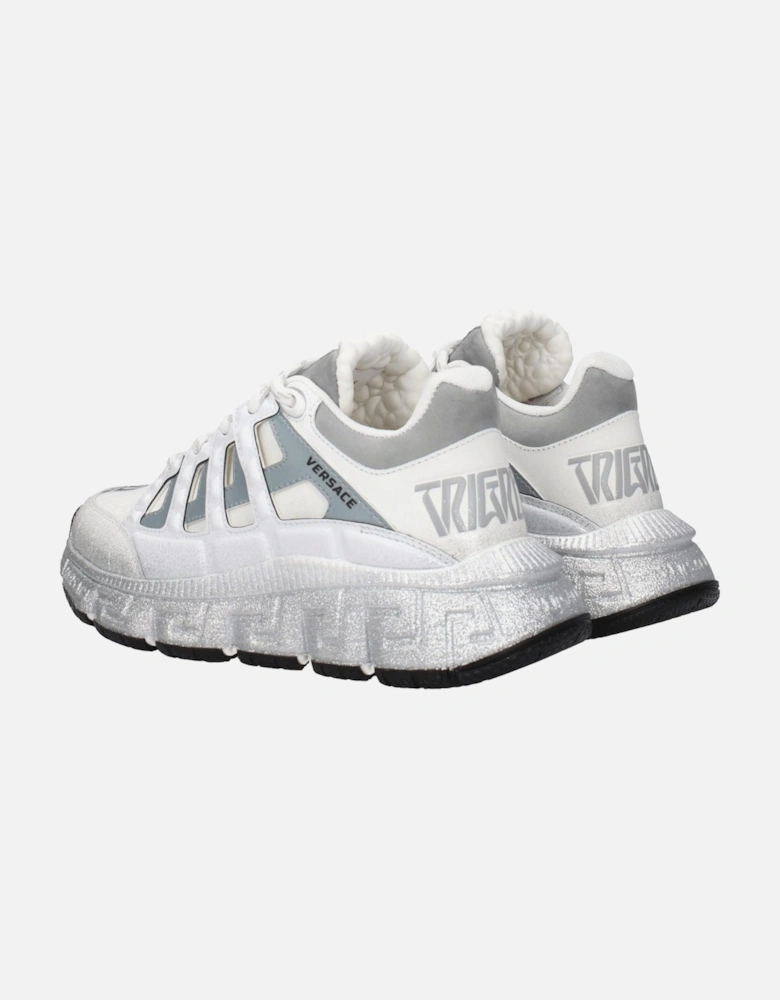 Leather Sneakers with Logos and Mid Heels Women - White