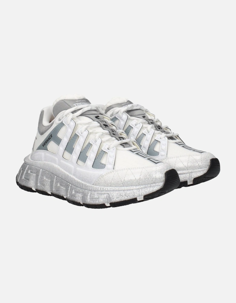 Leather Sneakers with Logos and Mid Heels Women - White